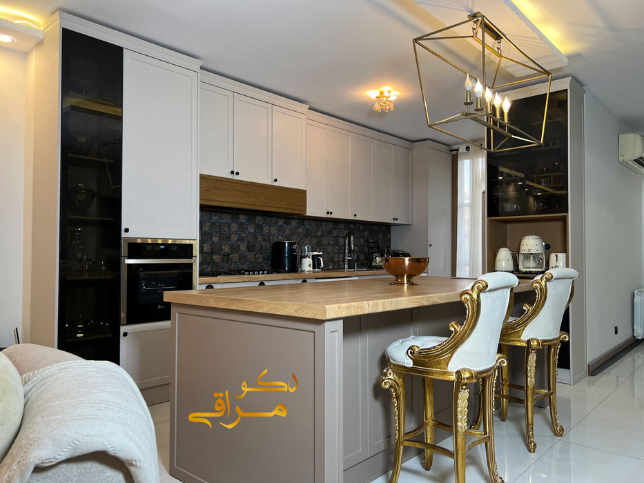 کابینت رنگ گریژ مدل نئوکلاسیک