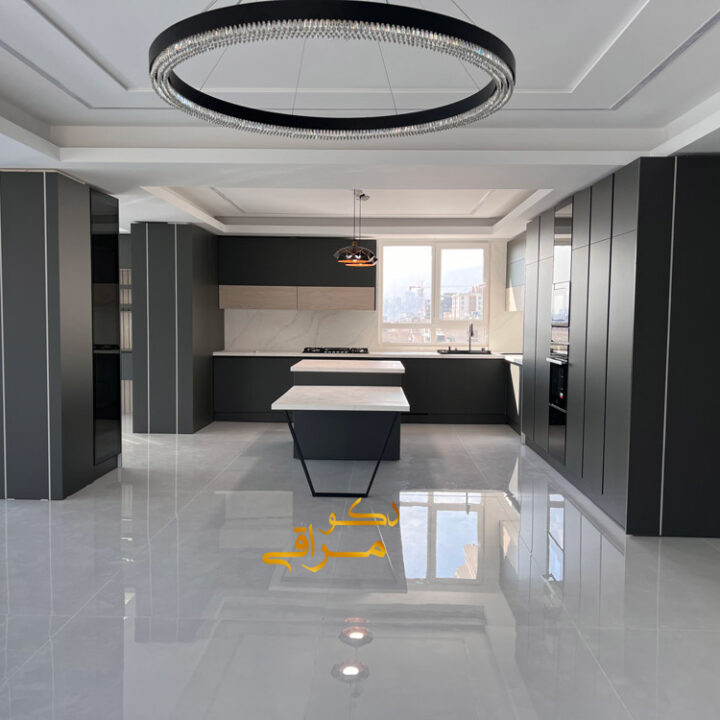 کابینت طوسی تیره مات سبک مدرن اروپایی