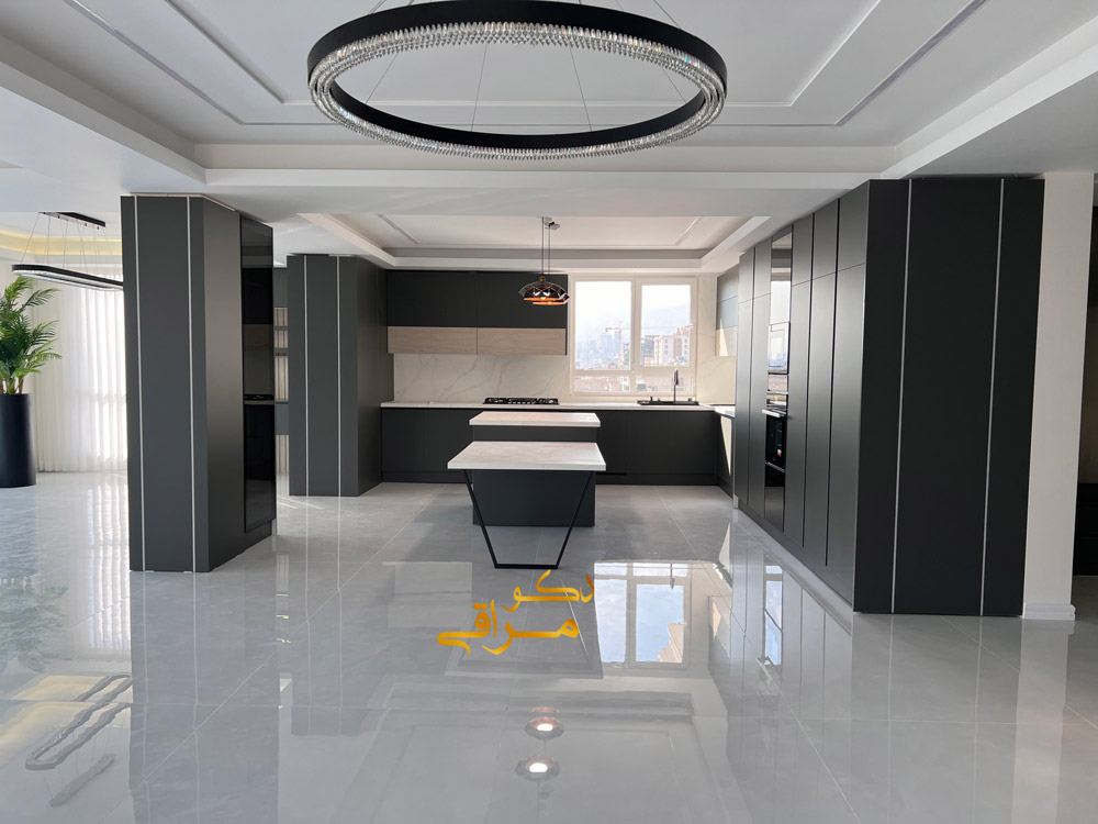 کابینت طوسی تیره مات سبک مدرن اروپایی