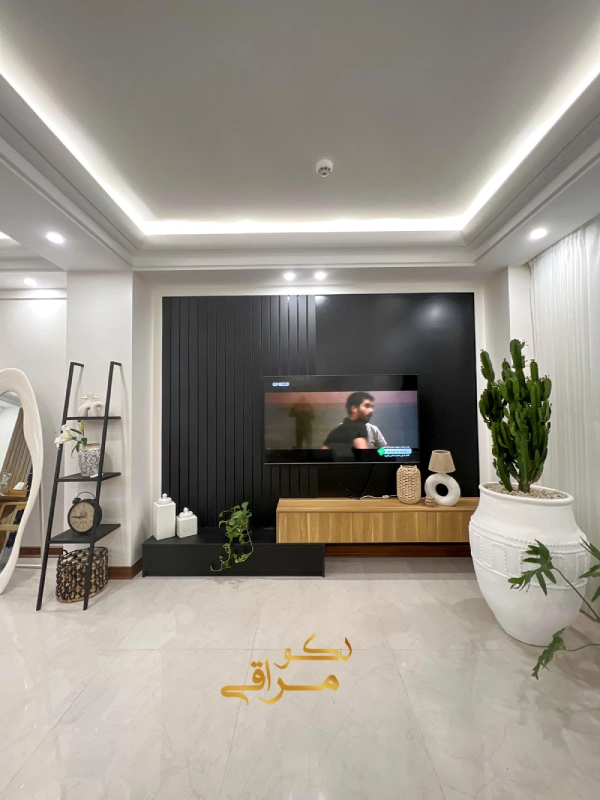 تی وی وال مشکی و چوب